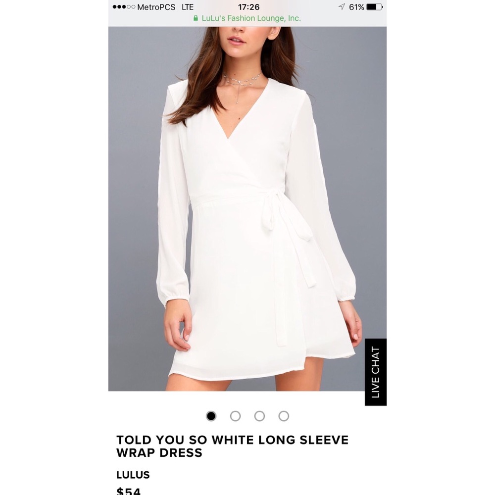Lulus white wrap “told you so” dress